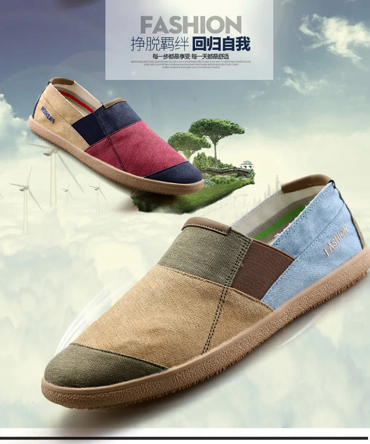 Fisherman's Shoes Fashion Flat Canvas Sneakers Slip On Men's Espadrilles Walking Casual Shoes For Men Loafers Summer