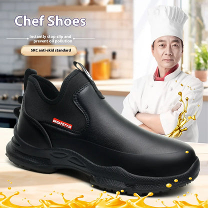 Fashion Comfort Soft Soled Waterproof Shoes Chef Shoes Four Seasons Anti Slip Oil Resistant Business Casual   Work EVA Shoes