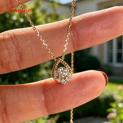 D VVS1 0.5CT Moissanite Necklace for Women Mermaid's Tears Pendant Wedding Party Fine Jewelry S925 Sterling Silver Gifts