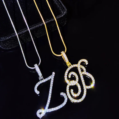 A-Z Cursive Initial Letter Name Pendant Necklace For Women Simple Rope Chain Letter Necklace Fashion Jewelry Gift