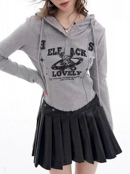 Punk Women Genuine Leather Skirt High Waist Sexy Mini A Line Skirts New Solid Color Ladies Casual Sweet Sheepskin Pleated Skirt