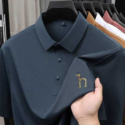 Luxury Brand Men's Polo Shirt New Lapel Print Short Sleeve T-Shirt Summer Breathable Skin Friendly Casual Business Mens Clothing