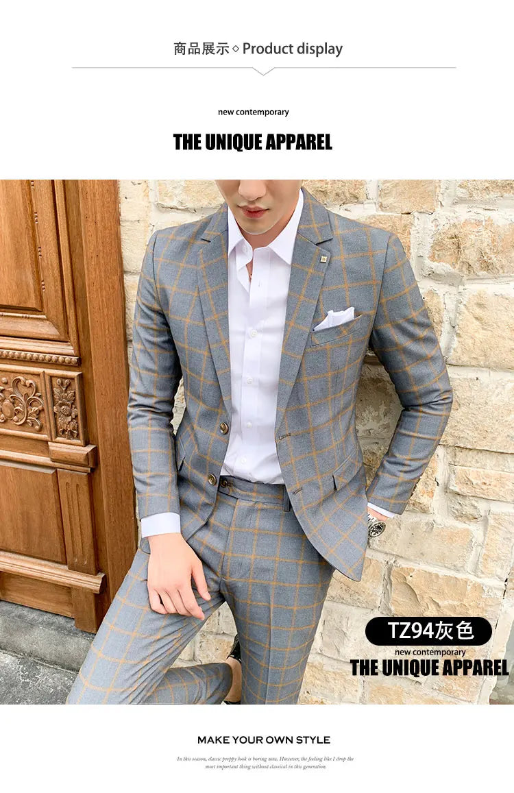 High-Quality Large Size Men's Wedding Suit 5XL S-Fourth Quarter 2024 Fashion Handsome Two-Piece Acetate Set (Suit + Trousers)