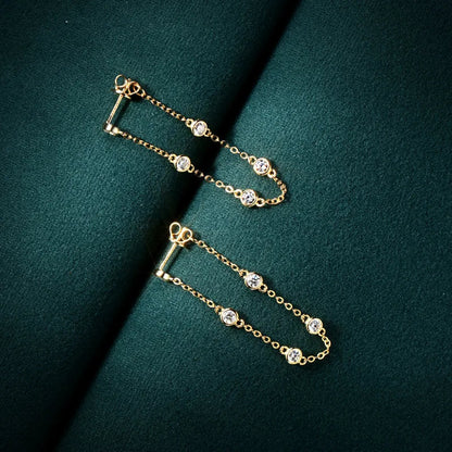 Sparkling Bubble D Color 0.1CT 3mm Full Moissanite Diamond Drop Earrings for Women S925 Silver Long Tassel Dangle Earring