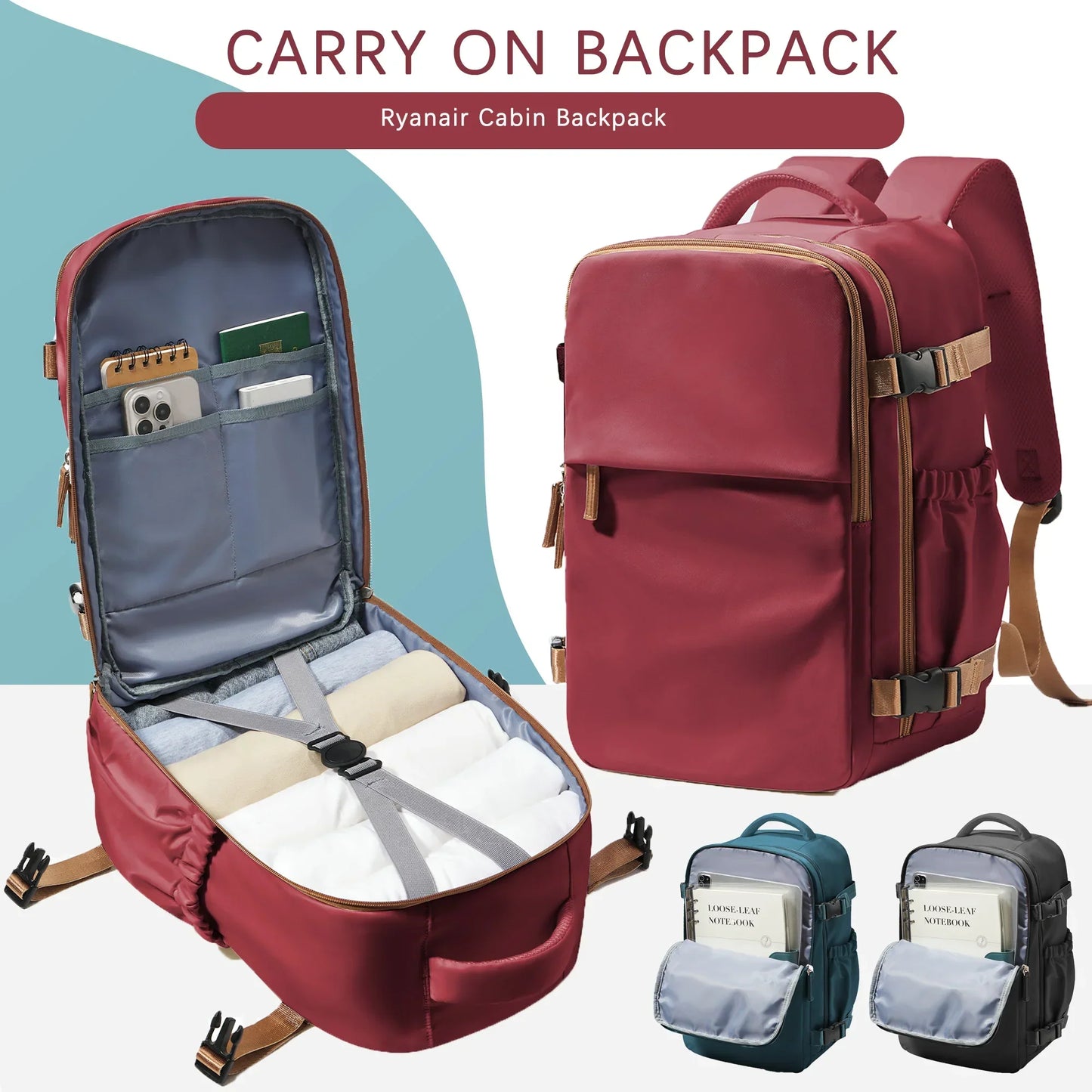 Travel Backpack Cabin Bag 40x26x18 Wizzair Carry-Ons, Aeroplane Men Women 15.6 inch Laptop Backpack, Waterproof Casual Bussiness