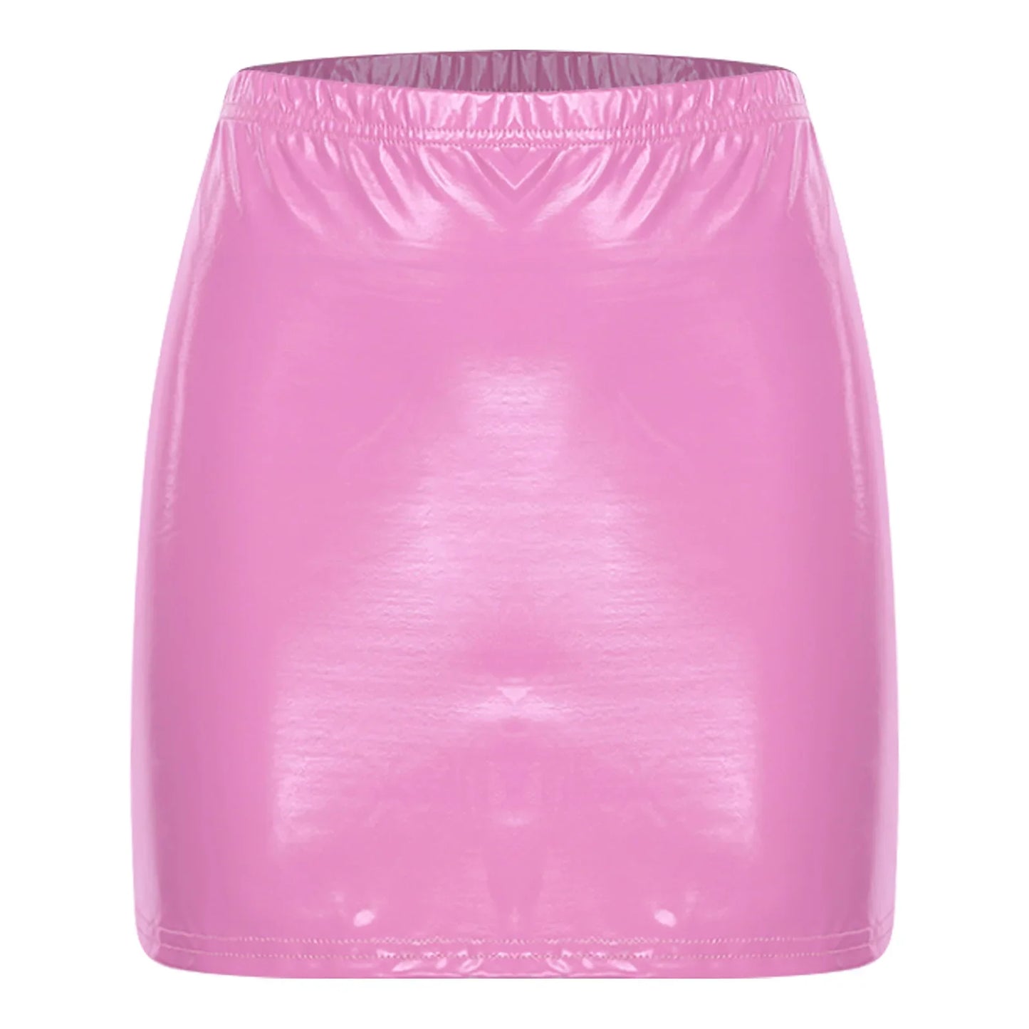 Glossy Patent Leather Miniskirt for Womens Solid Color Elastic Waistband Pencil Skirt Music Festival Costume Daily Wear Clubwear