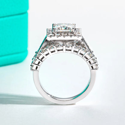 Princess Cut Moissanite Engagement Ring 3.884cttw D Color 925 Sterling Silver Luxurious Women's Jewelry Birthday gifts