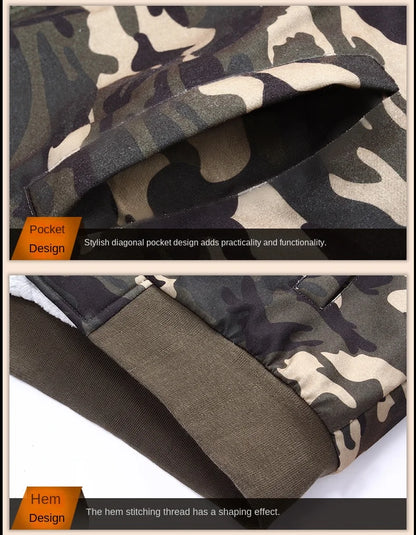 Men's Zip Up Hoodie camouflage Heavyweight Winter Sweatshirt Fleece Sherpa Lined Warm Jacket