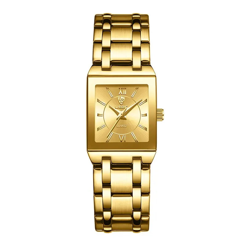 Luxury Quartz Wristwatches For Women Men Business Watch Simple Design Black Gold Stainless Steel Waterproof Quartz Clock