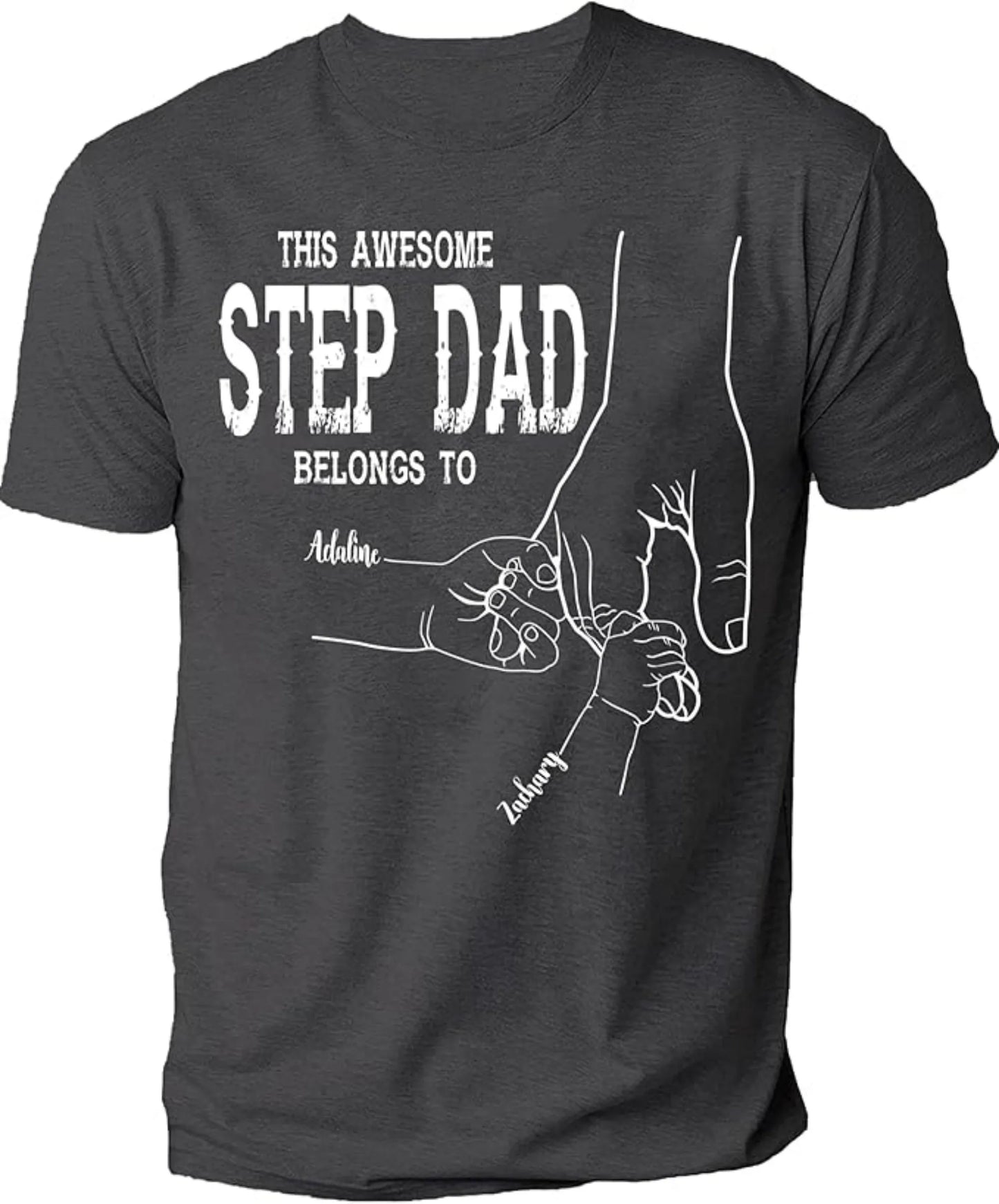 Personalize Best Grandpa Dad Ever Black Shirt - Custom Fist Bump Papa Father w Kid Name T-Shirt S-3XL