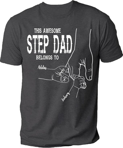 Personalize Best Grandpa Dad Ever Black Shirt - Custom Fist Bump Papa Father w Kid Name T-Shirt S-3XL