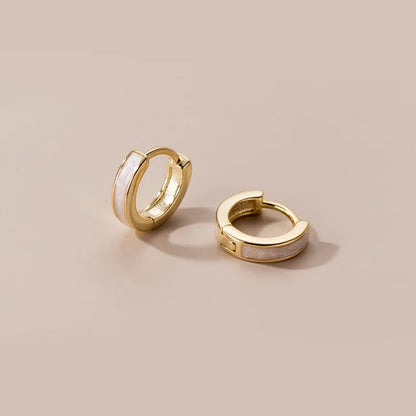 925 Sterling Silver Fashion Simple White Enamel Huggies Ear Hoop Earrings for Women Classic Gothic Punk Men Loop Jewelry