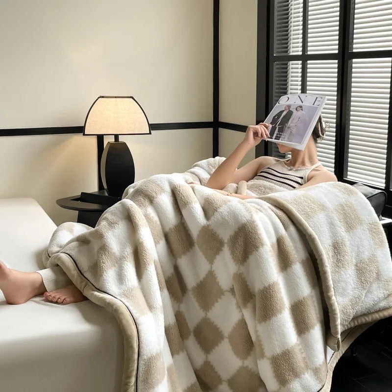 New Shumian velvet thickened warm coral velvet blanket, milk velvet long velvet light luxury blanket blanket