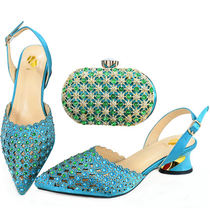 High Quality African Style Ladies Shoes And Bags Set Latest purple Italian Shoes And Bag Set For Party  HAE1-7