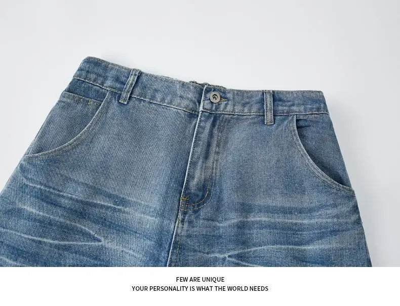 Retro Denim Pants Men's Jeans Loose Straight Casual Trousers Vintage Jeans Y2k Clothes Men's Pants Baggy Jeans Man  Four Seasons