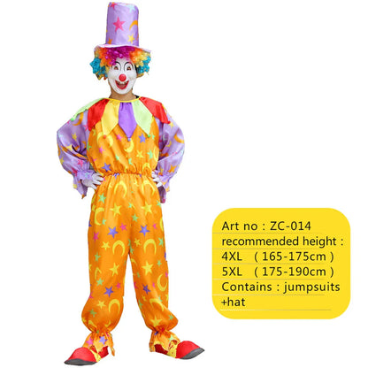2025 New adult Circus Clown Cosplay Costumes Stage Performance Halloween Clown Role Play  Supply for Birthday Carnival