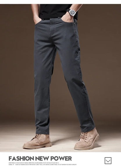 2024 New Autumn Men's Business Casual Trousers Work Pants Male Formal Dress Pants Straight Men's Clothes Black Gray Apricot