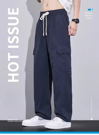 Brand Clothing Spring Summer Men's Cargo Pants Loose Straight Parachute Pants Sport Casual Long Trousers Male