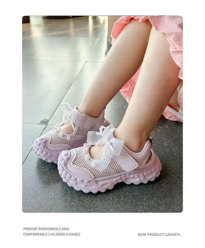 Girls' princess sandals summer 2026 new children's Baotou foreign pearl single mesh shoes for children mesh sneakers