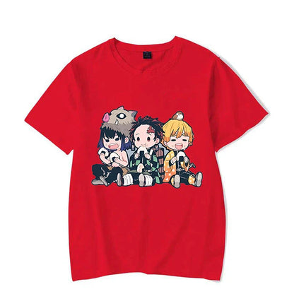 Funny Anime Hashibira Inosuke Kamado Tanjirou Agatsuma Zenitsu Cartoon Print T-shirt Summer Cool T Shirt Women Men Short Sleeve
