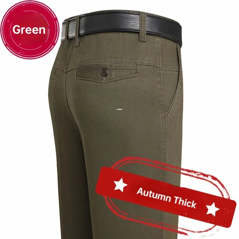 Men's 100% Cotton Autumn Thick Summer Thin Trousers Fashion Cargo Pants Smart Casual Solid Khaki Gray Brand Suit Pant GOZBKF
