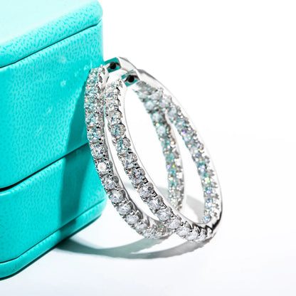 3mm 5.6cttw D Color Moissanite Big Hoop Earrings 925 Sterling Silver Luxury Huggie Earring For Women Jewelry Wholesale