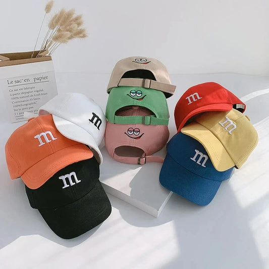 Kids Baseball Cap Children's Hat for Lovely Baby Cotton Breathable Kids Hats Girl Boy Caps M Letter Embroidered Hat for Boy