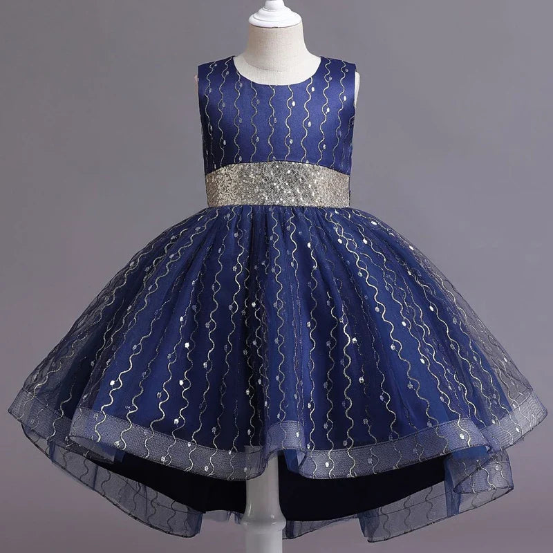 Summer Children's Wedding Celebration Party Evening Dress Sleeveless Sequins Formal Ball Birthday Party Girl Princess Dress