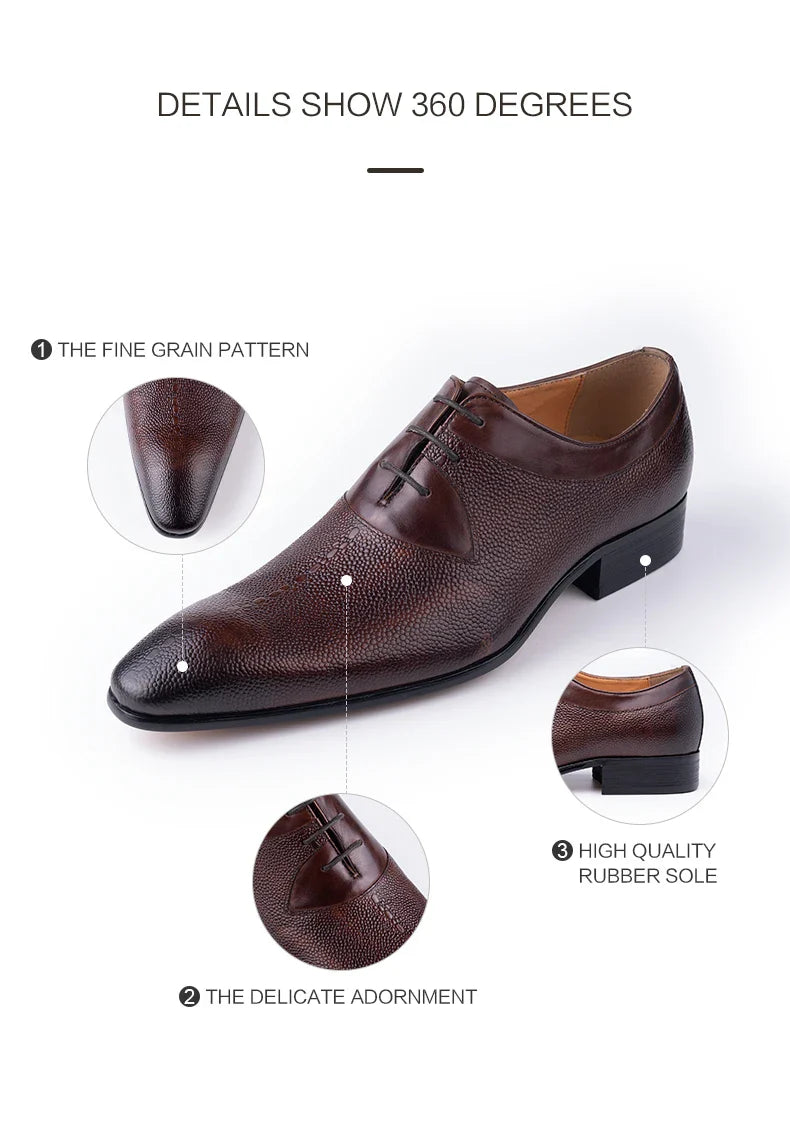 Classic Men's Leather Shoes Lace Up Fashion Genuine Leather Oxfords Men Shoes Handmade Dress Formal Office Trendy Man's Footwear
