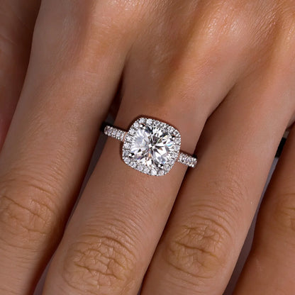 3ct Cushion Cut D Color Moissanite Halo Engagement Rings 18K Gold Plated Luxury Wedding Band Rings Jewelry Wholesale