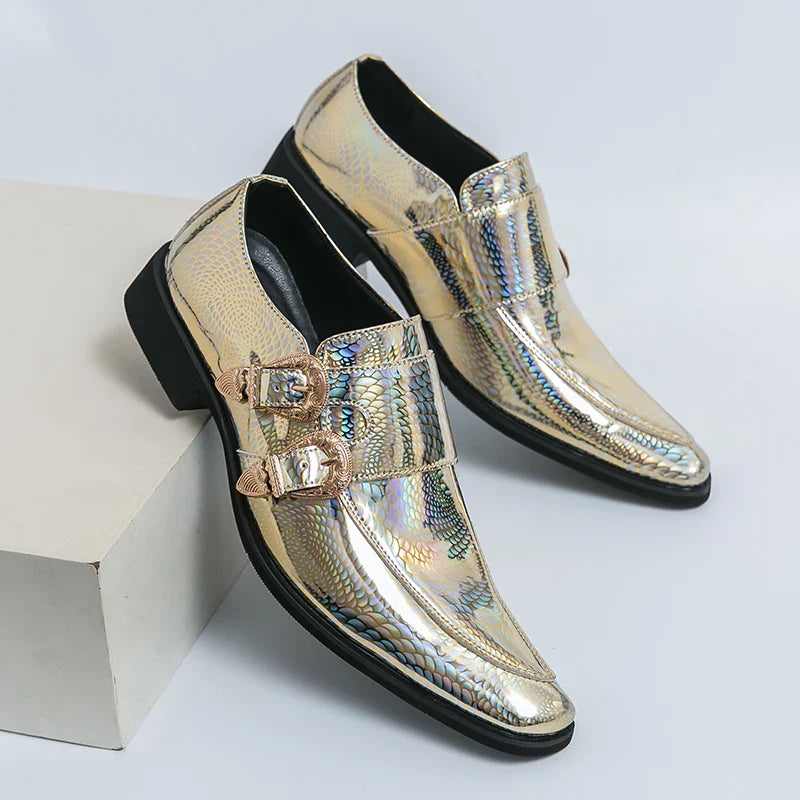 Pink Mens Patent Leather Shoes Designer High Quality Pointed Chelsea Formal Shoes Man Dress Wedding Party Shoes Men
