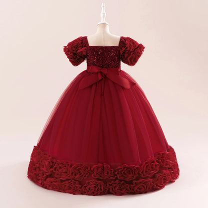 Summer Flower Girls Party Dress Elegant Tulle Bridesmaids Wedding Princess Dresses Girl Gala Birthday Evening Christmas Costumes