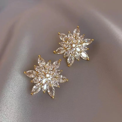 Flower Earrings for Women Korea Simple Sweet Stud Earrings Luxury High-grade Solid Color Charm Jewelry Girls Gift