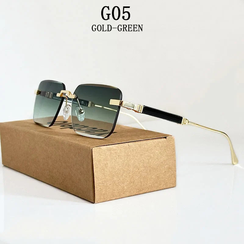 Sunglasses Women Trendy Vintage Designer Rimless Sunglasses For Men