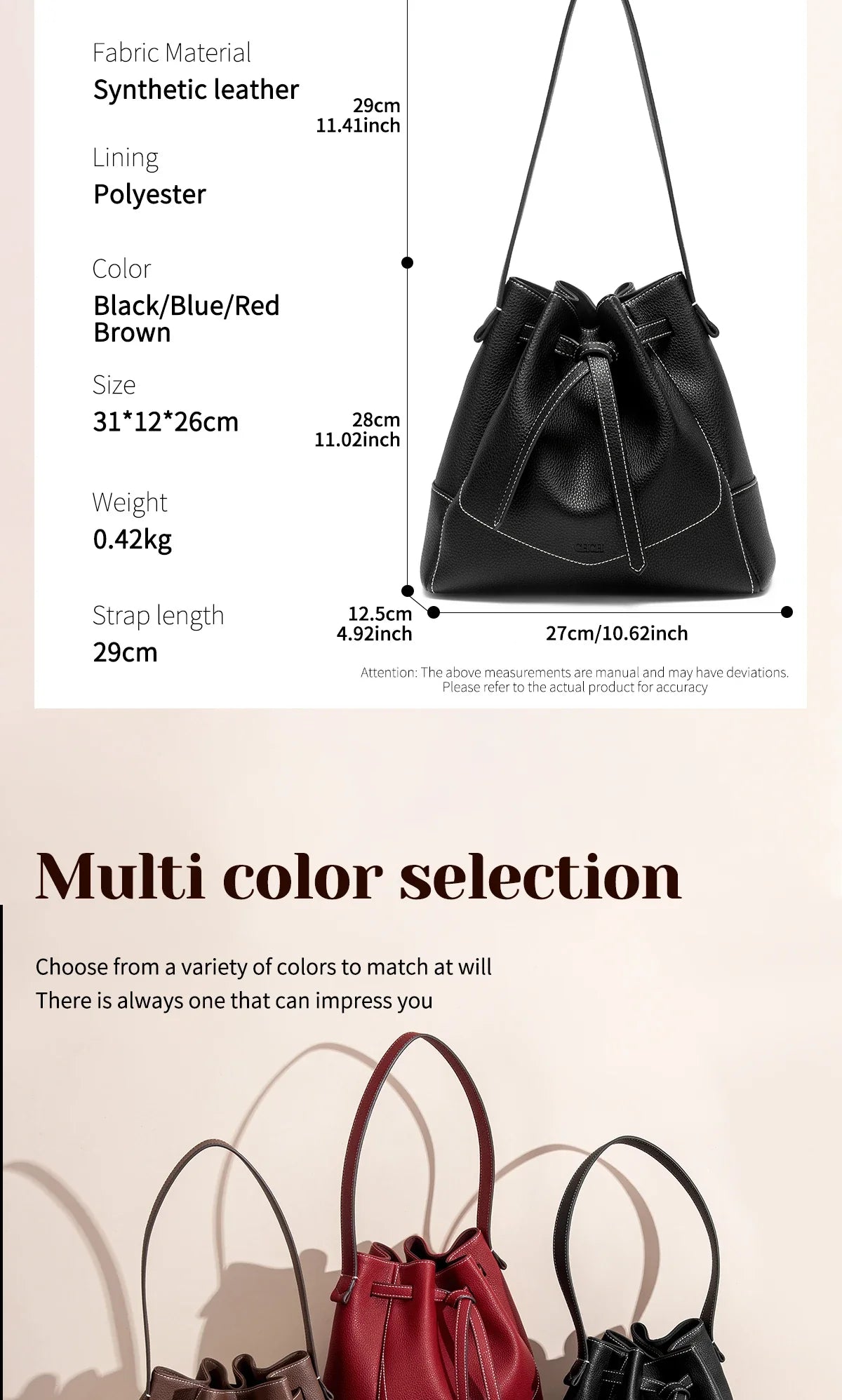 Woman Drawstring Bag Blue Spring Simple Black Casual Women's Bags Mommy Shopping Girl