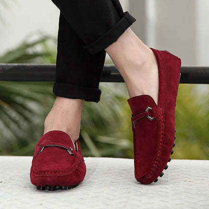 Genuine Leather Men Casual Shoes High Quality Suede Slip on Man Loafers Flats Soft Non Slip Mens Driving Shoes Size 38-46