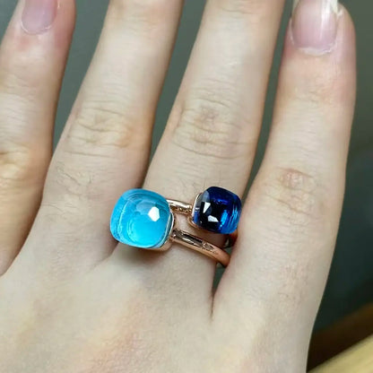 Classic and Petite Ring Set for Women Colorful Cyrstal Fashion Jewelry Gift Vanlentine's Day