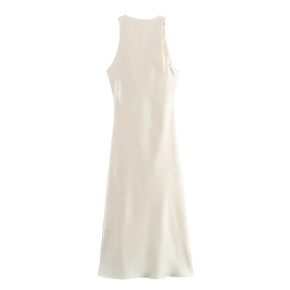 Satin Ruched Long Dresses for Women Sleeveless Summer Dress Woman off Shoulder Party Womens Dresses Beach Female Dress