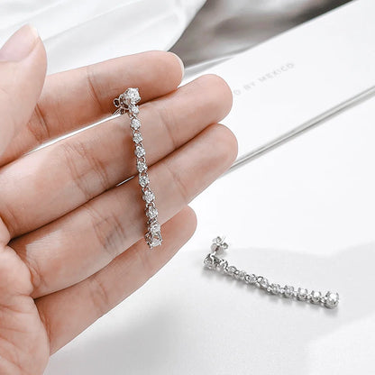 Luxury Designer Real D Color 1.18cttw Full Moissanite Drop Earring for Women 925 Silver Diamond Long Tassel Dangle Earrings