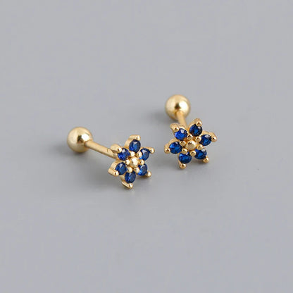 925 Sterling Silver Fashion Korean Petal Screw Bead Stud Earrings for Women Charm Ear Bone Piercing Jewelry Accessories