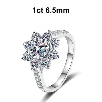 1ct 2ct Moissanite Eternity Ring 925 Sterling Silver with Gold Plated Wedding Flower Lab Diamond Rings For Women Jewelry