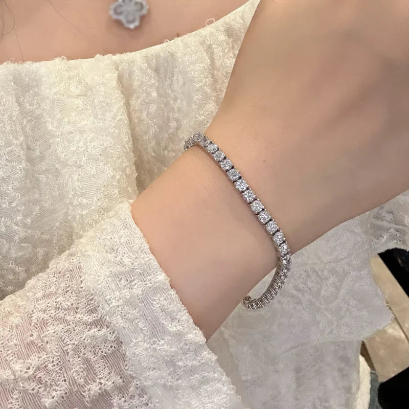 3/4/5mm Moissanite Tennis Bracelet for Women Man S925 Silver Plated 18k Gold Wedding Party Fine Jewelry with certificate
