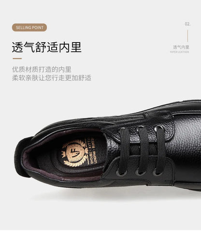 Handmade Leisure Men Shoes New Trendy Minimalist Work Shoes With Lace Up Middle-Aged Dad Formal Casual Business Leather Shoes