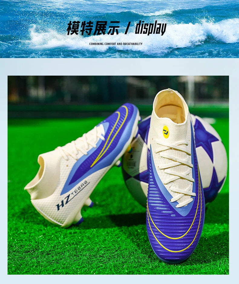 New Men Football Boots Training Breathable Cleats Adult Outdoor Non Slip Match Long Spikes Soccer Shoes Sport Boys Comfortable