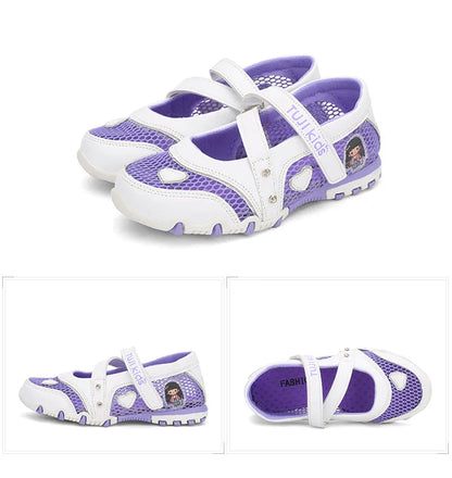 Girls Sandals Gladiator Cartoon Soft Children Non-slip Beach Shoes Kids Summer Floral Sandals Princess Shoes Fashion Cute