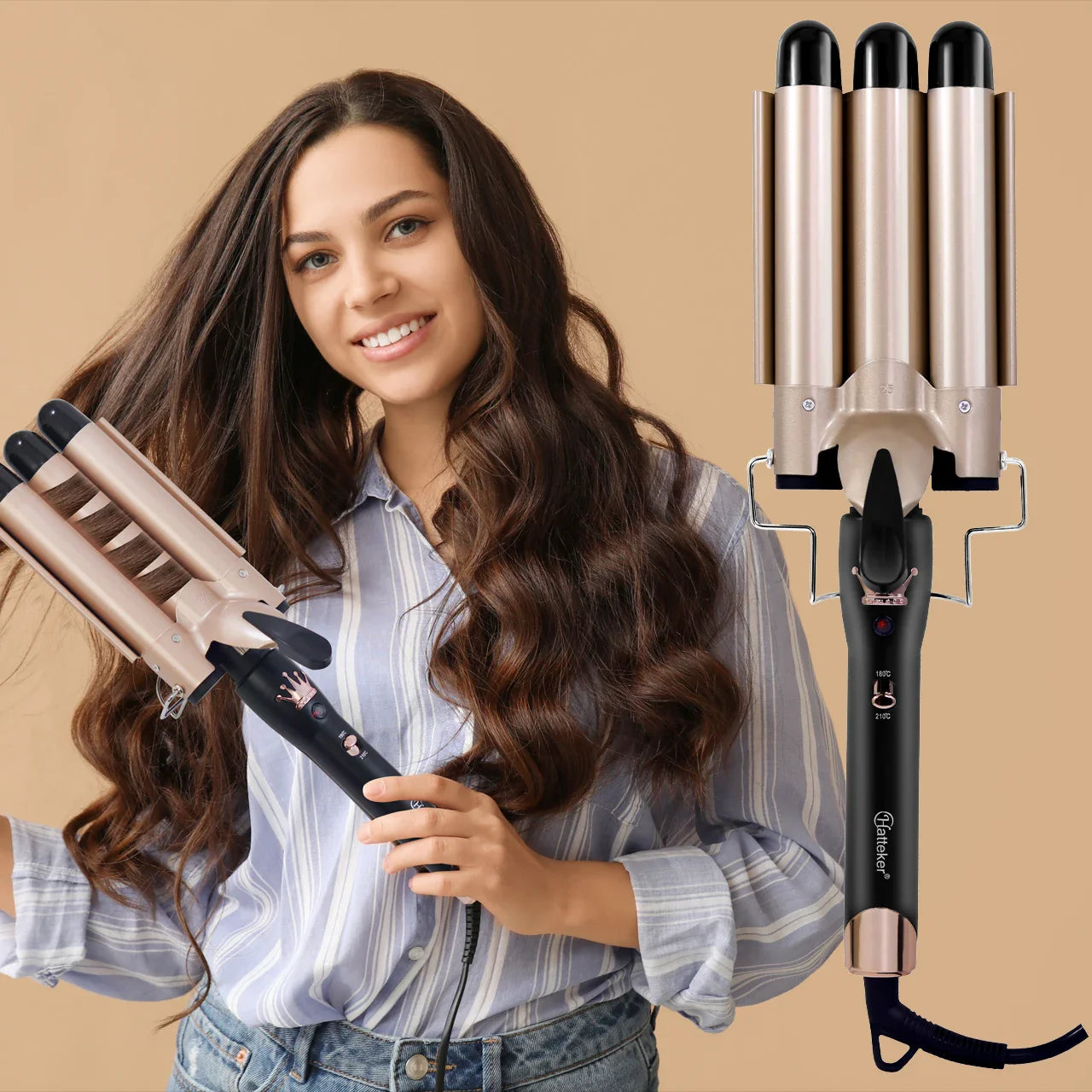25MM Curling Iron Egg-Shaped Salon Professional Constant Temperature Hair Protection Negative Ion Big Wave
