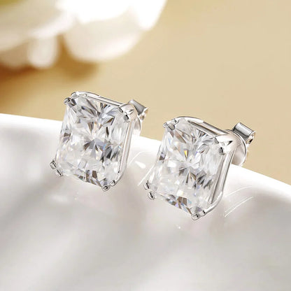 8cttw Emerald Cut D Color Real Moissanite Stud Earrings For Women 100% 925 Sterling Silver Gift Fine Jewelry