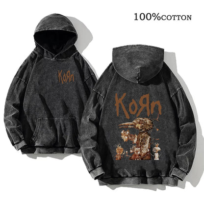 World Tour Hoodies Vintage Washed Men's Sweatshirts Cotton Hip Hop Streetwear Hooded Pullover Loose Y2K Tops