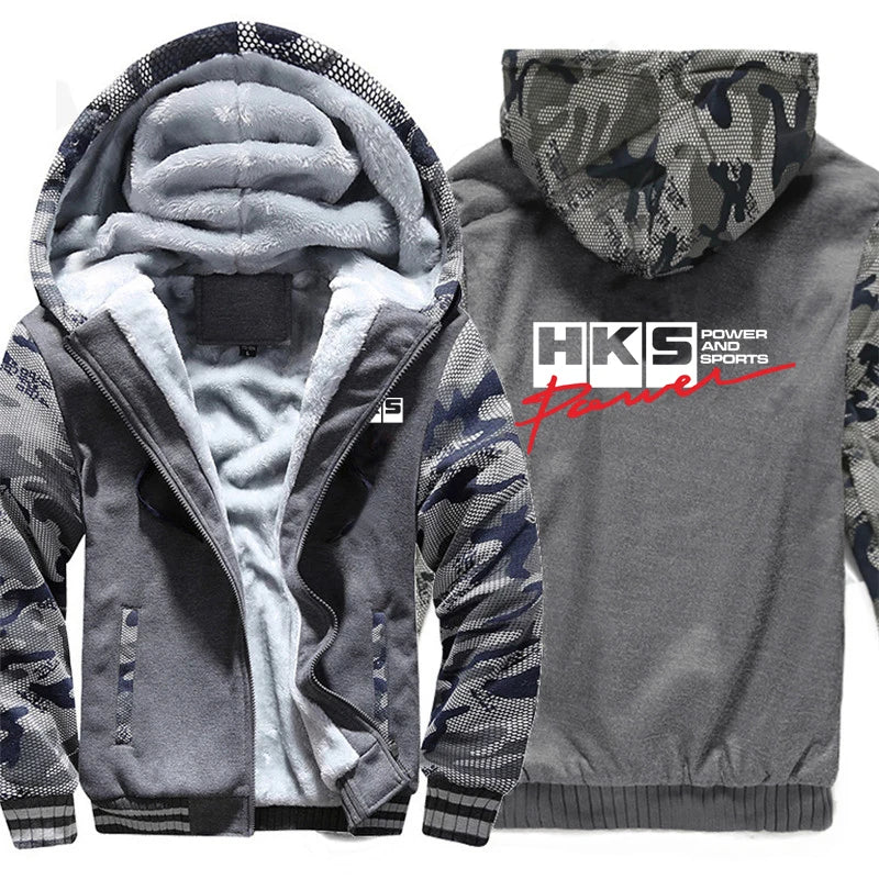 HKS Power and Sports Hoodies Men Streetwear Coat Wool Liner Jacket HKS Sweatshirts Warm Hoody