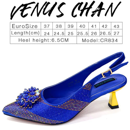 Italian Design Rhinestone Luxury Wine Colour Pointed Toe Shoe & Bag Set Women's High Heels for Parties